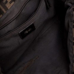 Pre Owned Fendi Tobacco Zucca Canvas and Patent Leather Mia Flap Bag