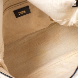 Pre Owned Fendi Beige Raffia and Python Detail Mama Forever Shoulder Bag