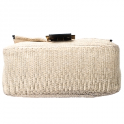 Pre Owned Fendi Beige Raffia and Python Detail Mama Forever Shoulder Bag
