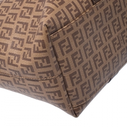 Pre Owned Fendi Brown Zucchino Coated Canvas and Leather Superstar Shopper Tote