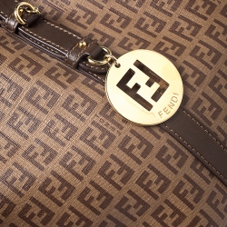 Pre Owned Fendi Brown Zucchino Coated Canvas and Leather Superstar Shopper Tote