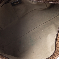 Pre Owned Fendi Brown Zucchino Coated Canvas and Leather Superstar Shopper Tote