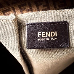 Pre Owned Fendi Brown Zucchino Coated Canvas and Leather Superstar Shopper Tote