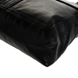 Fendi Black Metallic Leather Maxi Baguette Shoulder Bag