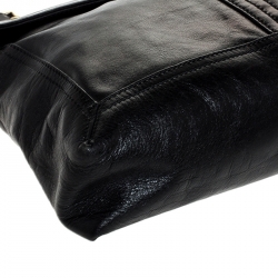 Fendi Black Metallic Leather Maxi Baguette Shoulder Bag