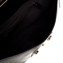 Fendi Black Metallic Leather Maxi Baguette Shoulder Bag