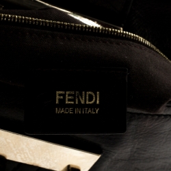 Fendi Black Metallic Leather Maxi Baguette Shoulder Bag