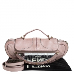 Pre Owned Fendi Pink Leather Mini Vanity Shoulder Bag