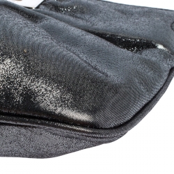 Pre Owned Fendi Metallic Grey Leather Cutout Handle Clutch