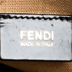 Pre Owned Fendi Tobacco Canvas Large Pequin Stripe Claudia Shoulder Bag