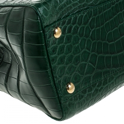 Pre Owned Fendi Green Crocodile Medium Peekaboo Top Handle Bag