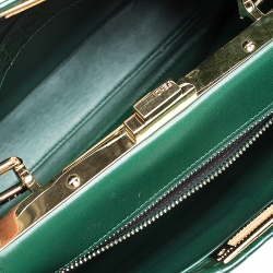 Pre Owned Fendi Green Crocodile Medium Peekaboo Top Handle Bag