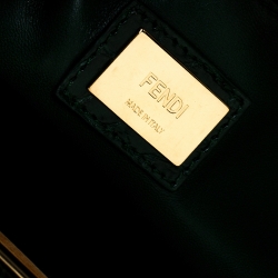 Pre Owned Fendi Green Crocodile Medium Peekaboo Top Handle Bag