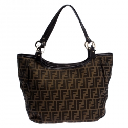 Pre Owned Fendi Tobacco Zucca Canvas Chef Shopper Tote