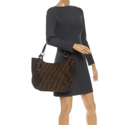 Pre Owned Fendi Tobacco Zucca Canvas Chef Shopper Tote