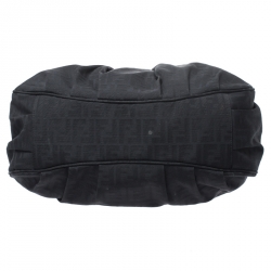 Pre Owned Fendi Black Zucca Canvas Large Mia Shoulder Bag