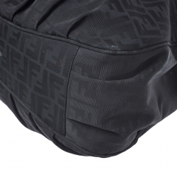 Pre Owned Fendi Black Zucca Canvas Large Mia Shoulder Bag