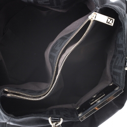 Pre Owned Fendi Black Zucca Canvas Large Mia Shoulder Bag