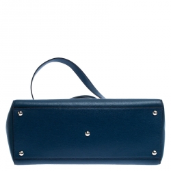 Pre Owned Fendi Blue Vitello Leather Medium 2Jours Elite Tote