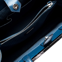 Pre Owned Fendi Blue Vitello Leather Medium 2Jours Elite Tote