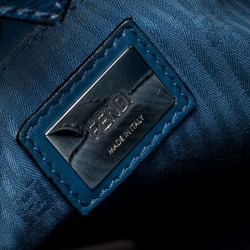 Pre Owned Fendi Blue Vitello Leather Medium 2Jours Elite Tote