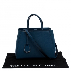 Pre Owned Fendi Blue Vitello Leather Medium 2Jours Elite Tote