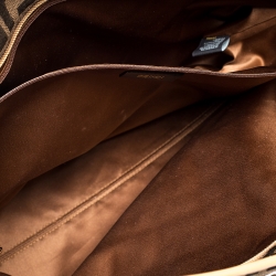 Pre Owned Fendi Brown/Beige Zucca Quilted Canvas and Leather Large Roll Tote