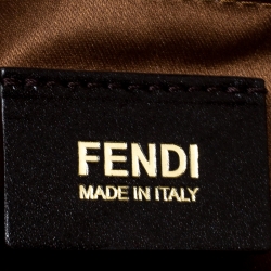 Pre Owned Fendi Brown/Beige Zucca Quilted Canvas and Leather Large Roll Tote