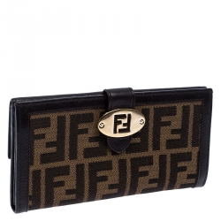 Pre Owned Fendi Tobacco Zucca Continental Wallet