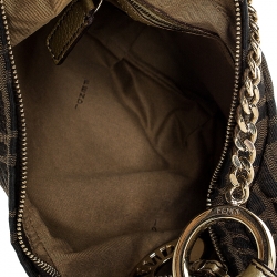 Pre Owned Fendi Brown/Gold Zucca Canvas and Leather Chef Chain Link Hobo