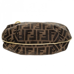 Pre Owned Fendi Brown/Gold Zucca Canvas and Leather Chef Chain Link Hobo