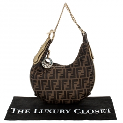 Pre Owned Fendi Brown/Gold Zucca Canvas and Leather Chef Chain Link Hobo