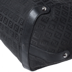 Pre Owned Fendi Black Zucchino Canvas Braided Handle Hobo