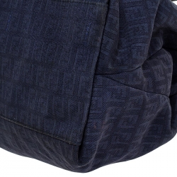 Pre Owned  Fendi Blue Zucchino Canvas and Leather Forever Satchel 