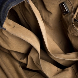 Pre Owned  Fendi Blue Zucchino Canvas and Leather Forever Satchel 