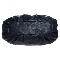 Pre Owned Fendi Navy Blue Pebbled Leather Large Mia Shoulder Bag