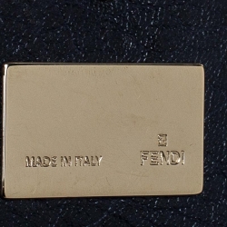 Pre Owned Fendi Navy Blue Pebbled Leather Large Mia Shoulder Bag