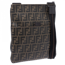 Fendi Tobacco Zucca Coated Canvas Spalmati Messenger Bag