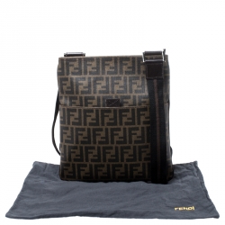 Fendi Tobacco Zucca Coated Canvas Spalmati Messenger Bag
