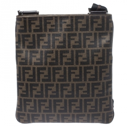 Fendi Tobacco Zucca Coated Canvas Spalmati Messenger Bag