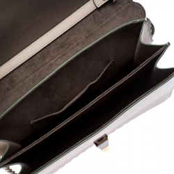 Pre Owned Fendi Grey Leather Kan I Top Handle Shoulder Bag