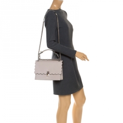 Pre Owned Fendi Grey Leather Kan I Top Handle Shoulder Bag
