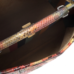 Pre Owned Fendi Multicolor Python Large Peekaboo Top Handle Bag