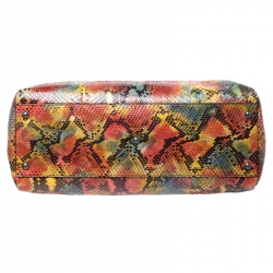 Pre Owned Fendi Multicolor Python Large Peekaboo Top Handle Bag