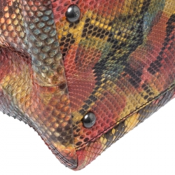 Pre Owned Fendi Multicolor Python Large Peekaboo Top Handle Bag