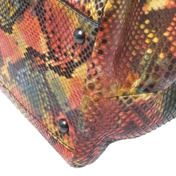 Pre Owned Fendi Multicolor Python Large Peekaboo Top Handle Bag