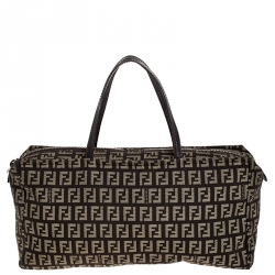 Pre Owned Fendi Brown Zucchino Canvas Small Vintage Satchel