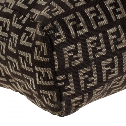 Pre Owned Fendi Brown Zucchino Canvas Small Vintage Satchel