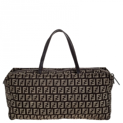 Pre Owned Fendi Brown Zucchino Canvas Small Vintage Satchel