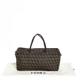 Pre Owned Fendi Brown Zucchino Canvas Small Vintage Satchel